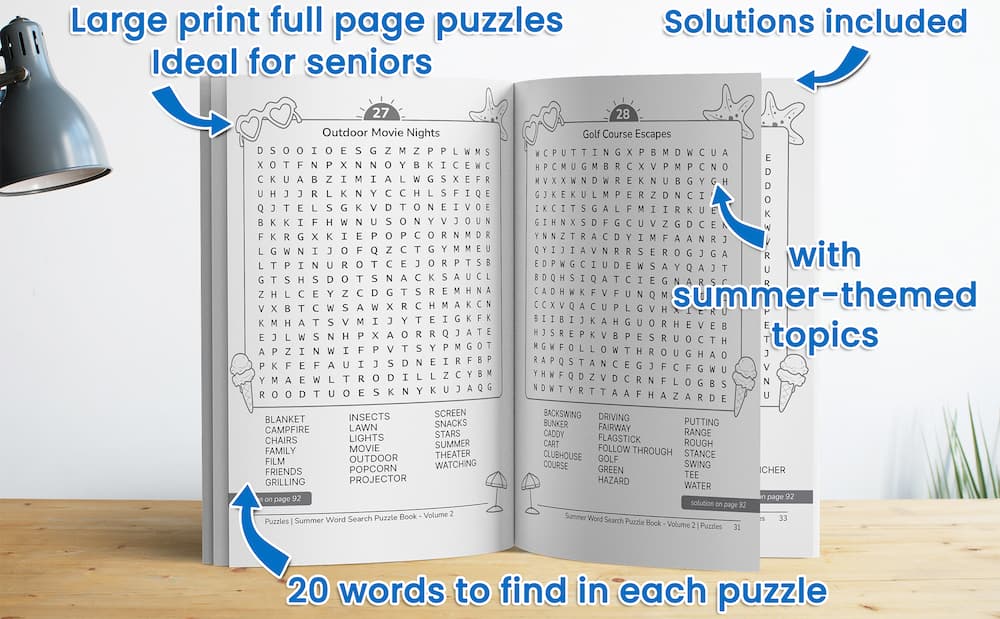 Summer Word Search Puzzle Book Features