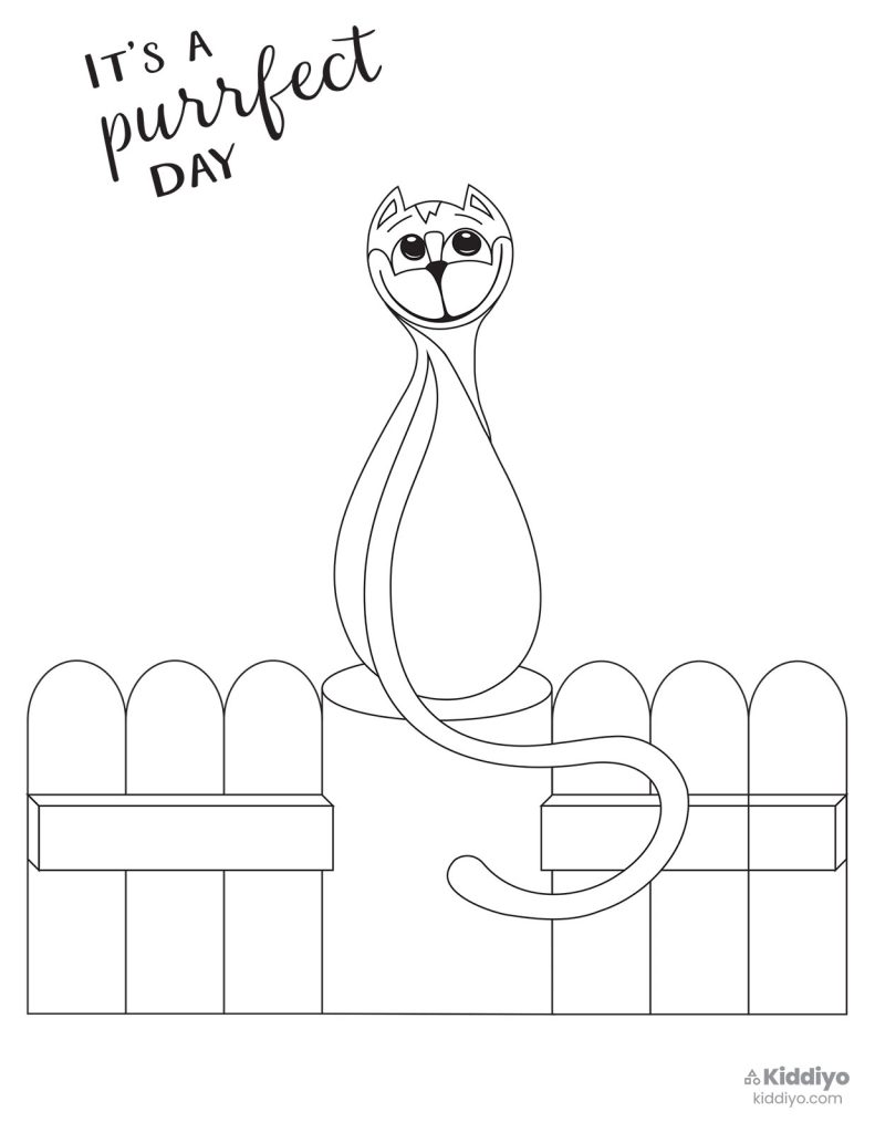 International Cat Day Cat Coloring Page for Kids