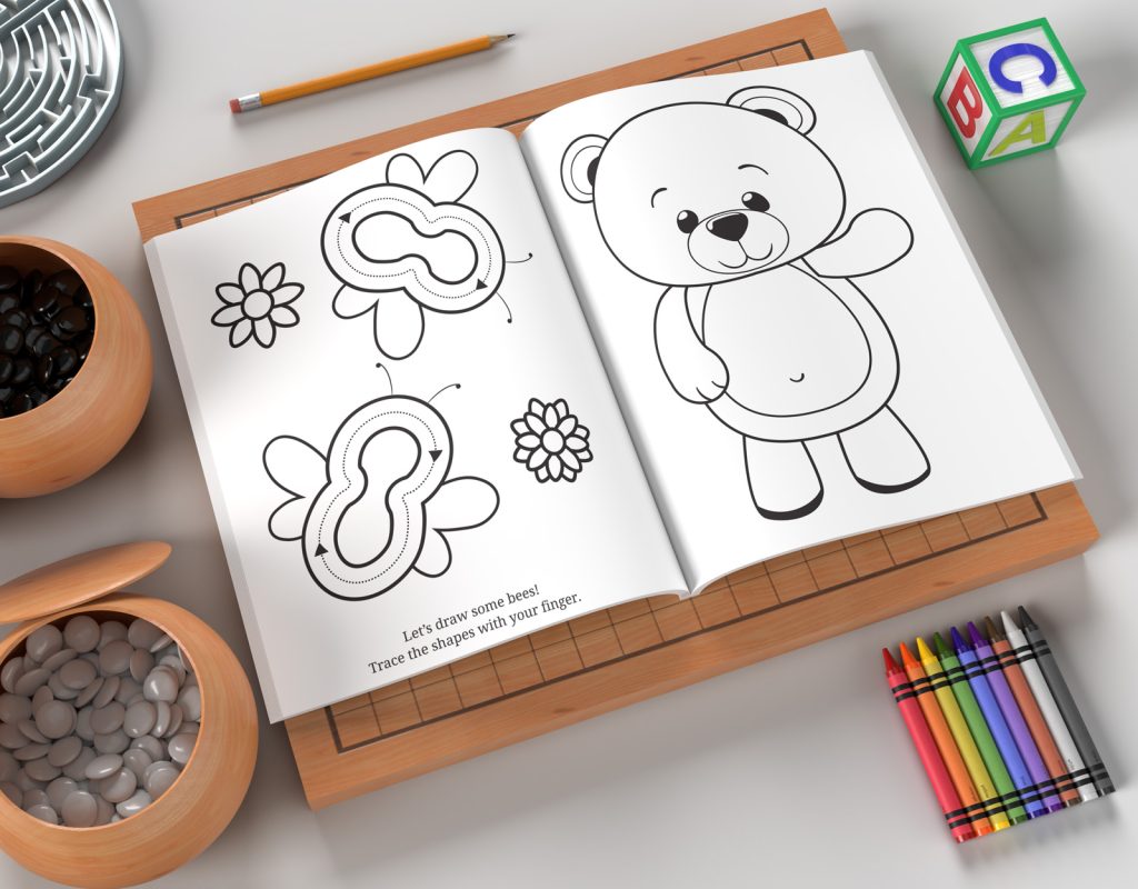 Easy to trace shapes and easy to color fun pictures for toddlers